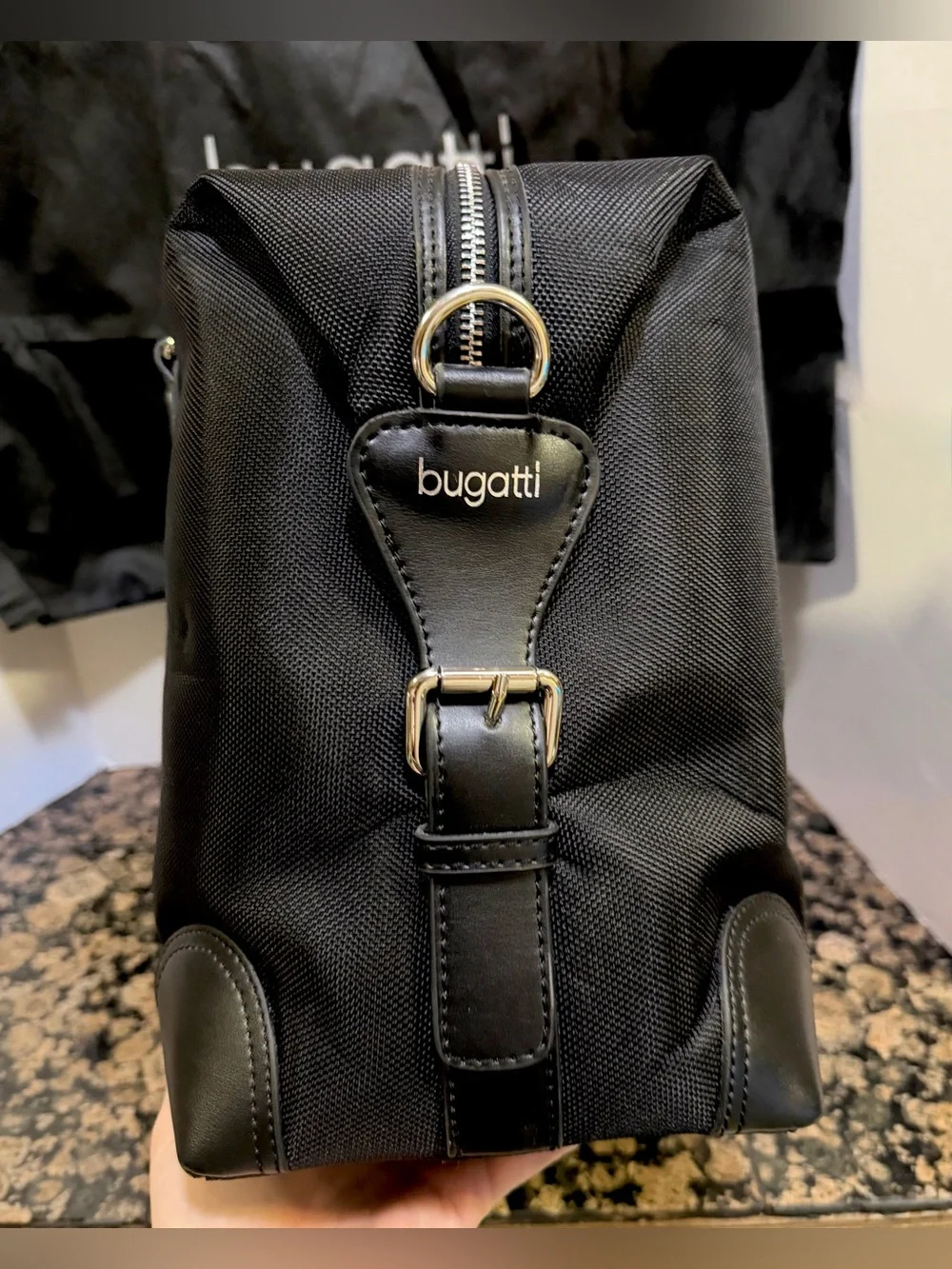 NWT Bugatti Isle of Man Black Ballistic Nylon Duffel Bag Travel Weekender